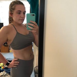 Gray fabletics legging & bra SET
